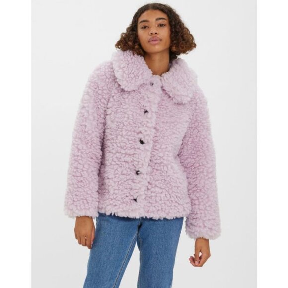 NWT Vero Moda Elvira Teddy Jacket in Lavender Pastel Purple - Picture 8 of 16